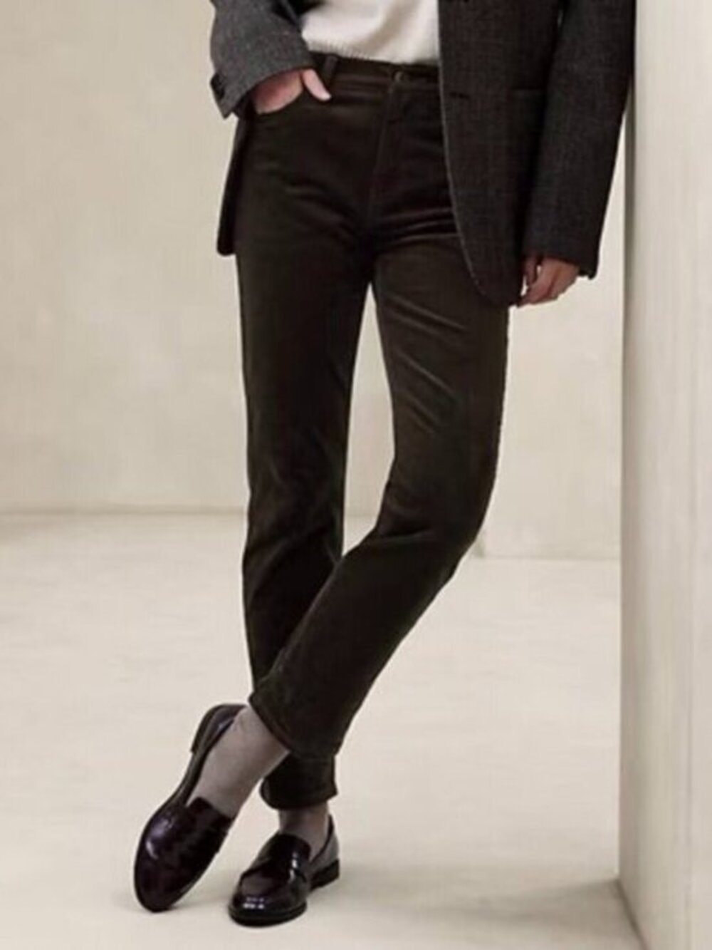 New BR Corduroy Slim Straight Pants Chocolate Brown sz 30, 10 $90